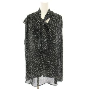 ドットボウタイブラウス シャツ ノースリーブ ドット柄 F 黒 ブラック 白 ホワイト GGZ1031404A0014