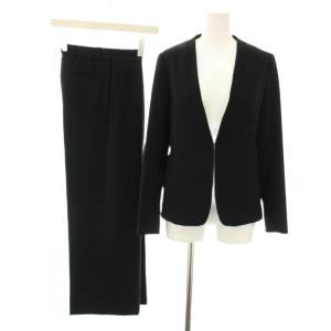 スーツ セットアップ 上下 ウールライクノーカラージャケット イージーパンツ スラックス ストライプ柄