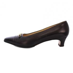 Salvatore Ferragamo ガンチーニ パンプス ミドルヒール スクエアトゥ レザー 6.5 C 黒 /BM MU