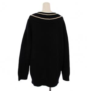 FRED PERRY ニット セーター 長袖 Vネック ロゴ刺繍 ウール UK10 ブラック FZ7205 /BM BM