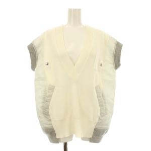 ドッキングニットベスト プルオーバー 2 ホワイト グレー 21-05553