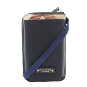 PVCスマホポシェット ショルダーバッグ チェック柄 紺 ネイビー /KU MU