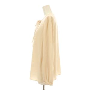ANAYI 24SS バックサテンリボンラッフル ブラウス 長袖 フリル 38 ベージュ 10241713070 /KU