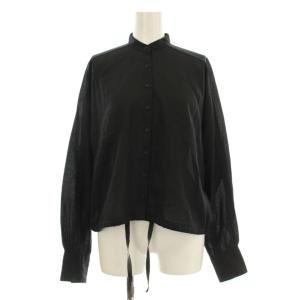 シャツ 長袖 バンドカラー コットン 黒 ブラック A2741FB /KU MU