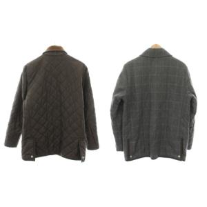 MACKINTOSH PHILOSOPHY MACKINTOSHPHILOSOPHY リバーシブルキルティングコート アウター 中綿 無地 チェック柄 40 茶 ブラウン グレー H1F25-830-07