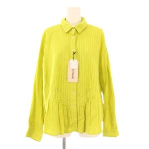 シャツ ブラウス 長袖 レギュラーカラー ワンカラー 2 黄緑 ライトグリーン タグ付き /BB BM