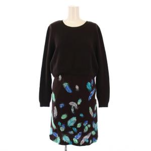 セットアップ ニット セーター 長袖 クルーネック ショート丈 フレアワンピース ミニ丈 ノースリーブ