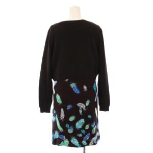 LEONARD SPORT セットアップ ニット セーター 長袖 クルーネック ショート丈 フレアワンピース ミニ丈 ノースリーブ