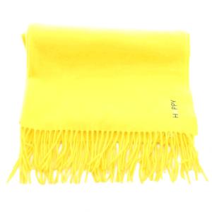 Ron Herman DEMYLEE マフラー ストール 大判 フリンジ カシミヤ ロゴ刺繍 黄 イエロー /KU BM