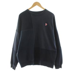 パッチワーク クルースウェット トレーナー 長袖 切替 L 紺 ネイビー 217135 CT485 /KU