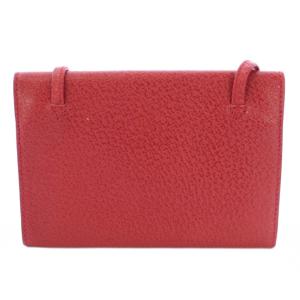 GUCCI エンベロープ型ウォレットショルダーバッグ コンパクト レザー ワンカラー 赤 レッド /BB BM OH