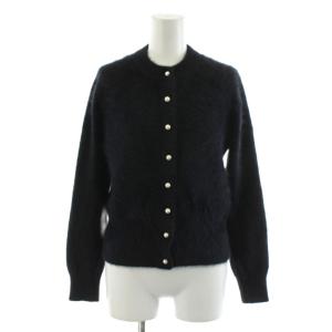 カーディガン パールボタン カシミヤ 混 黒 ブラック A0328KCD262 /AN62 MU