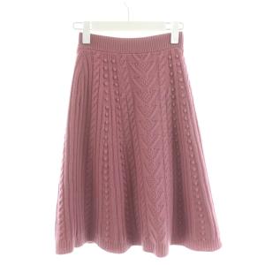 ケーブルニットスカート フレアスカート ひざ丈 ウール S ピンク NB3KG01L3G2 /AN24