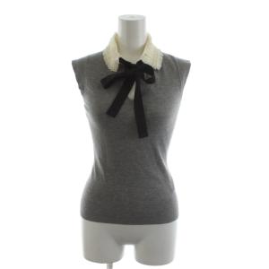 ニット カットソー ノースリーブ リボンタイ グレー /AN29 BM