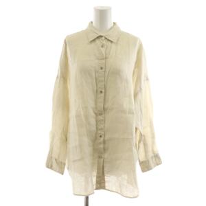 24AW 80リネンカシュクールビッグシャツ ブラウス 長袖 ベージュ 24050200202130 /AN35