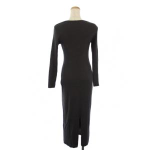PROPORTION BODY DRESSING プロポーションボディドレッシング a/mie 25AW デコルテアシメリブニットワンピース 長袖 ロング PS グレー 121-5240015