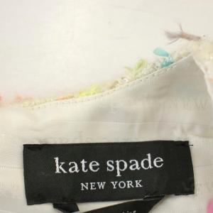 kate spade new york ノースリーブ ワンピース ツイード ひざ丈 フリンジ 2 アイボリー KL134 /G BM