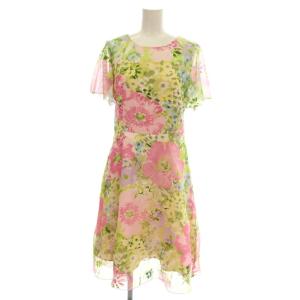 シフォン ワンピース 花柄 半袖 ひざ丈 38 ピンク KN-321359-2 /G BM
