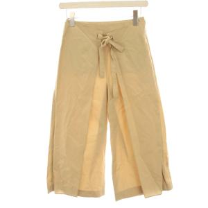 タグ付き ワイドパンツ ガウチョパンツ 32 ベージュ リボン クロップド /HN MU