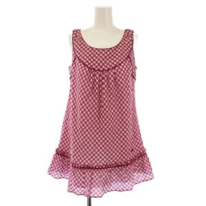 ワンピース ミニ丈 ノースリーブ チェック柄 38 紫 /BM MU