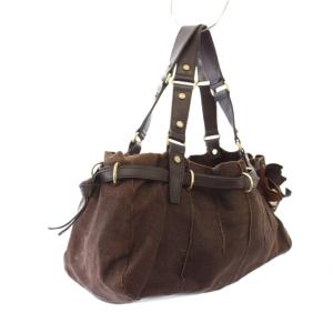 CELINE ハンドバッグ トートバッグ フラワー 茶 ブラウン /TK OH MU