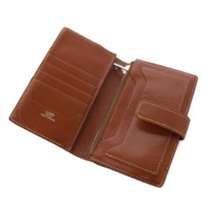 HERMES ベアン コンパクトウォレット 2つ折り財布 レザー 茶 H刻印 /KH OH BM
