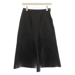 ラムレザー フレアスカート 36 ブラック