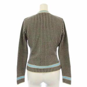 Christian Dior カーディガン ニット クルーネック 千鳥格子柄 長袖 S 黒 白 /TK MU