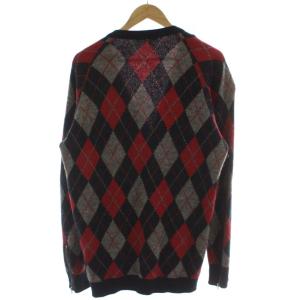 UNDERCOVER 08AW アーガイル カーディガン ウール 2 赤 レッド 紺 ネイビー Vネック 長袖 B4909 /GG