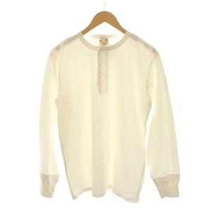 Tシャツ カットソー ロンT M 白 ホワイト 長袖 ヘンリーネック /YM NI