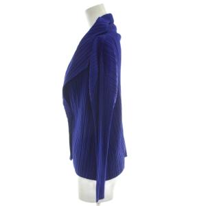 PLEATS PLEASE ISSEY MIYAKE カーディガン 3 青 ブルー プリーツ加工 ショールカラー 長袖 PP63-JD161 /GG NI