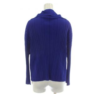 PLEATS PLEASE ISSEY MIYAKE カーディガン 3 青 ブルー プリーツ加工 ショールカラー 長袖 PP63-JD161 /GG NI