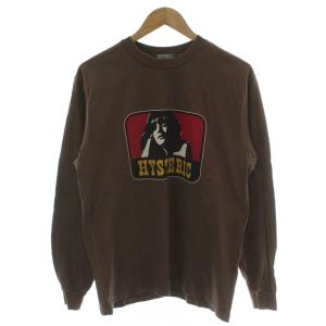 UNTAMED GIRL Tシャツ M 茶 ブラウン 長袖 クルーネック グラフィックプリント 02243CL12