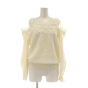 24AW レーストリミングオフショルプルオーバー ニット セーター F 白 ホワイト 長袖 SWNT244047