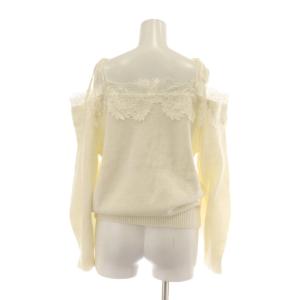 SNIDEL 24AW レーストリミングオフショルプルオーバー ニット セーター F 白 ホワイト 長袖 SWNT244047