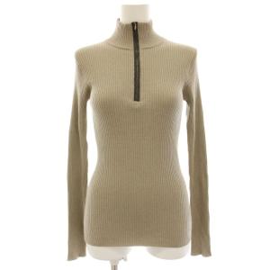リブニット カットソー カシミヤ ハーフジップ S ベージュ