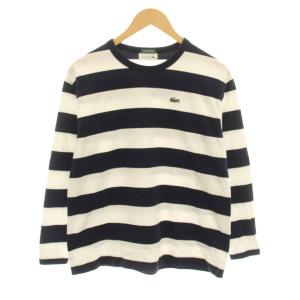 ロングスリーブTシャツ ロンT ボーダー ワニ刺繍 長袖 36 紺 白 /YM BM