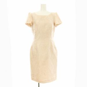 ワンピース タイト ひざ丈 半袖 総柄 36 ピンク /KU BM