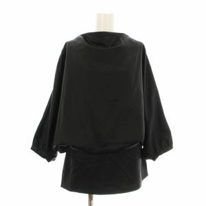 ドレープサテントップス カットソー チュニック 七分袖 36 黒 ブラック 231-5001-208 /KU