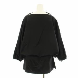 TOTEME ドレープサテントップス カットソー チュニック 七分袖 36 黒 ブラック 231-5001-208 /KU