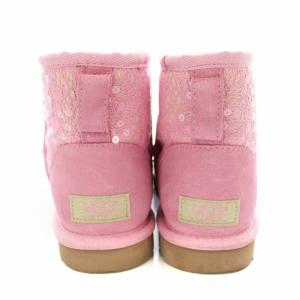 UGG W CLASSIC MINI LACE ムートンブーツ ショートブーツ スエード レース US6 ピンク