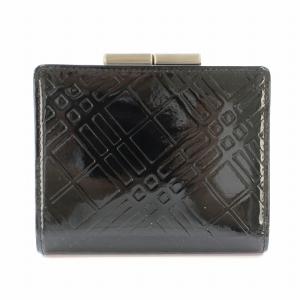 BURBERRY 二つ折り 財布 エナメル がま口 ブラック