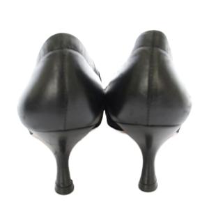 PRADA パンプス ラウンドトゥ レザー リボン 38 黒 ブラック /KU BM