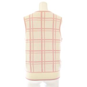TORY BURCH SPORT ゴルフウェア ニットベスト チェック XS アイボリー ピンク 54667 /TK BM