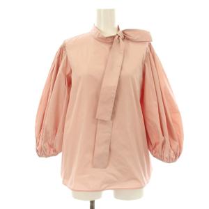 ブラウス プルオーバー 長袖 バンドカラー リボン 38 ピンク 0000031649 /KU BM