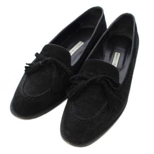 タッセルローファー スエード 38 黒 /TK BM