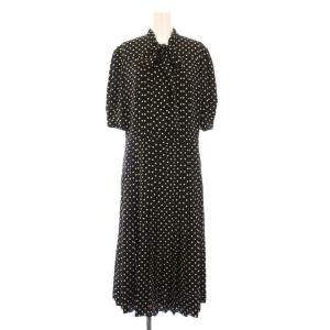 シャツワンピース シルク ドット柄 40 ブラック アイボリー