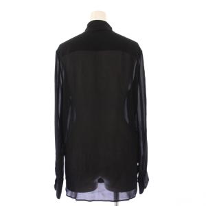 CELINE シルクブラウス リボン シアー 38 ブラック 2c020856c