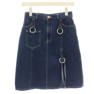 デニムスカート スリット ひざ丈 台形スカート 34 青 ブルー CHS19SDJ02150 /G BM