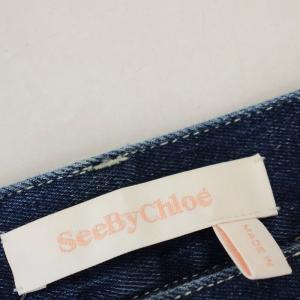 SEE BY CHLOE デニムスカート スリット ひざ丈 台形スカート 34 青 ブルー CHS19SDJ02150 /G BM